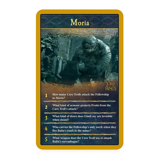 Top Trumps Lord of the Rings Quiz Game card collection highlighting vivid photography for immersive trivia