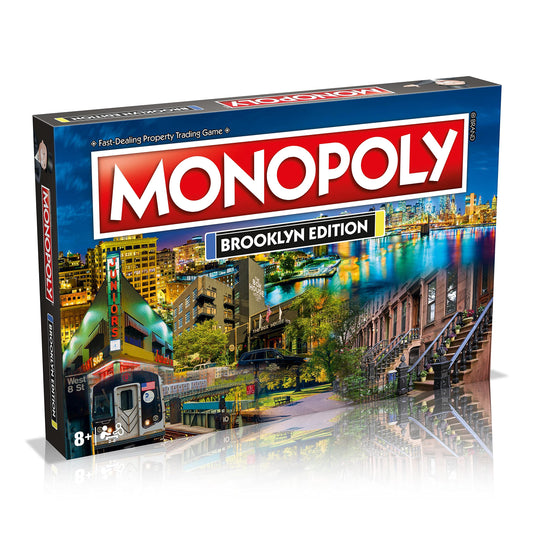 Top Trumps Monopoly Brooklyn Edition board showing Brooklyn landmarks for immersive family game night.