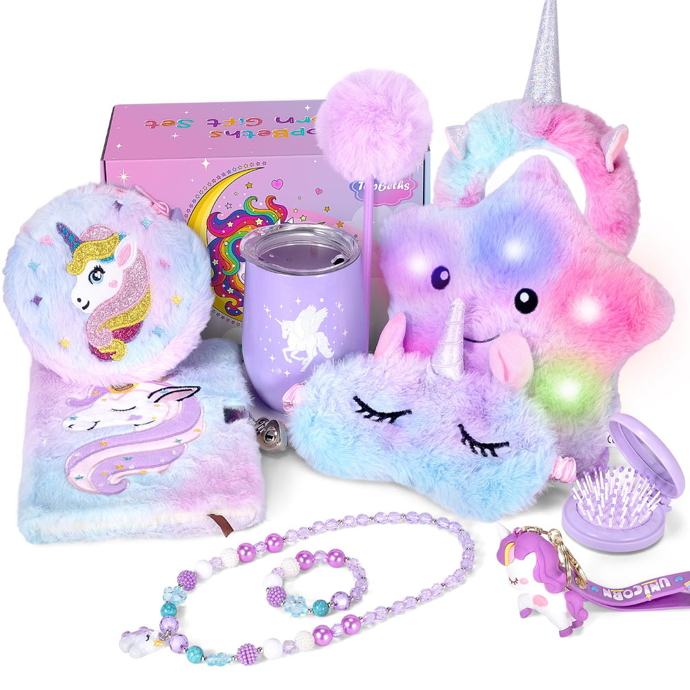 TopBeths unicorn gift set with light-up star pillow for cozy bedtime magic
