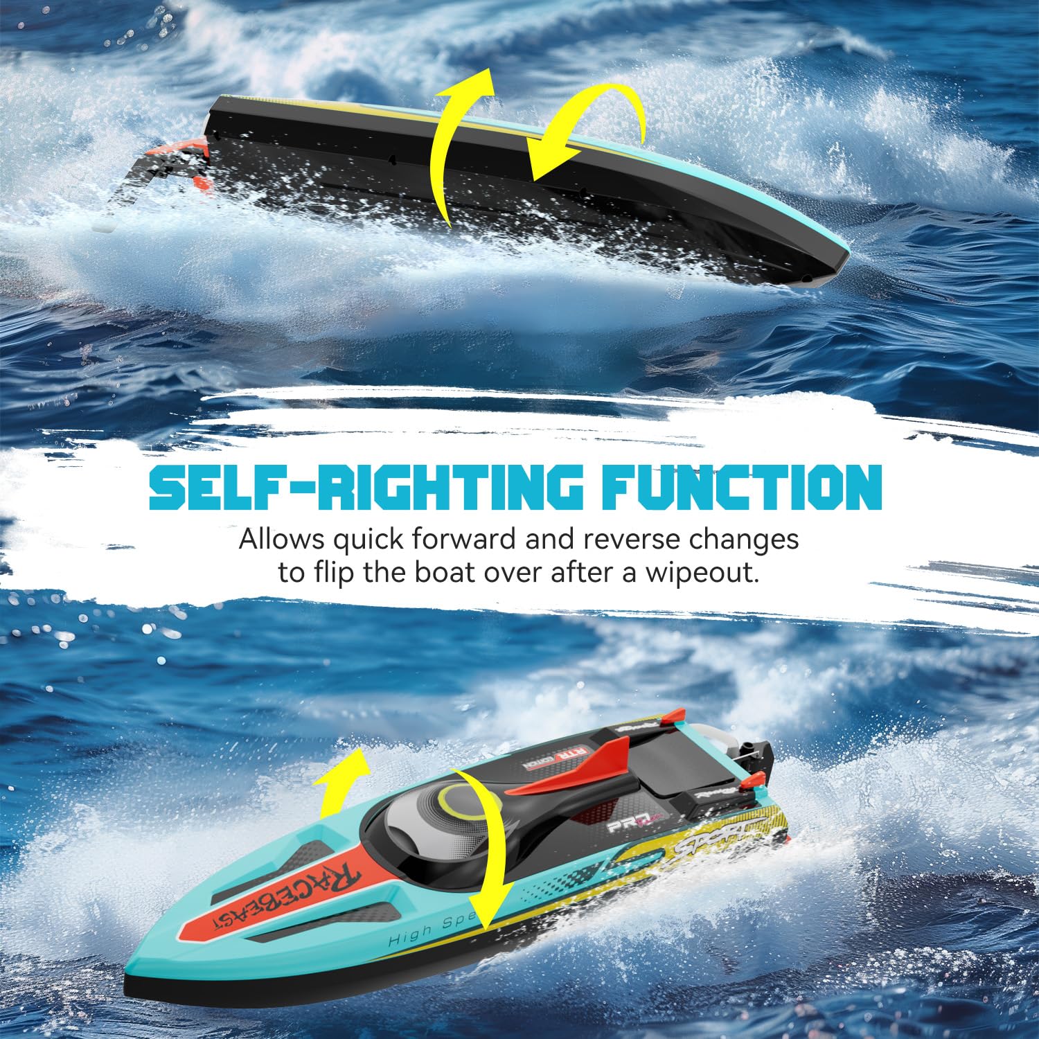 TOPCHOIC ABS hull and nylon prop deliver durability in water racing.