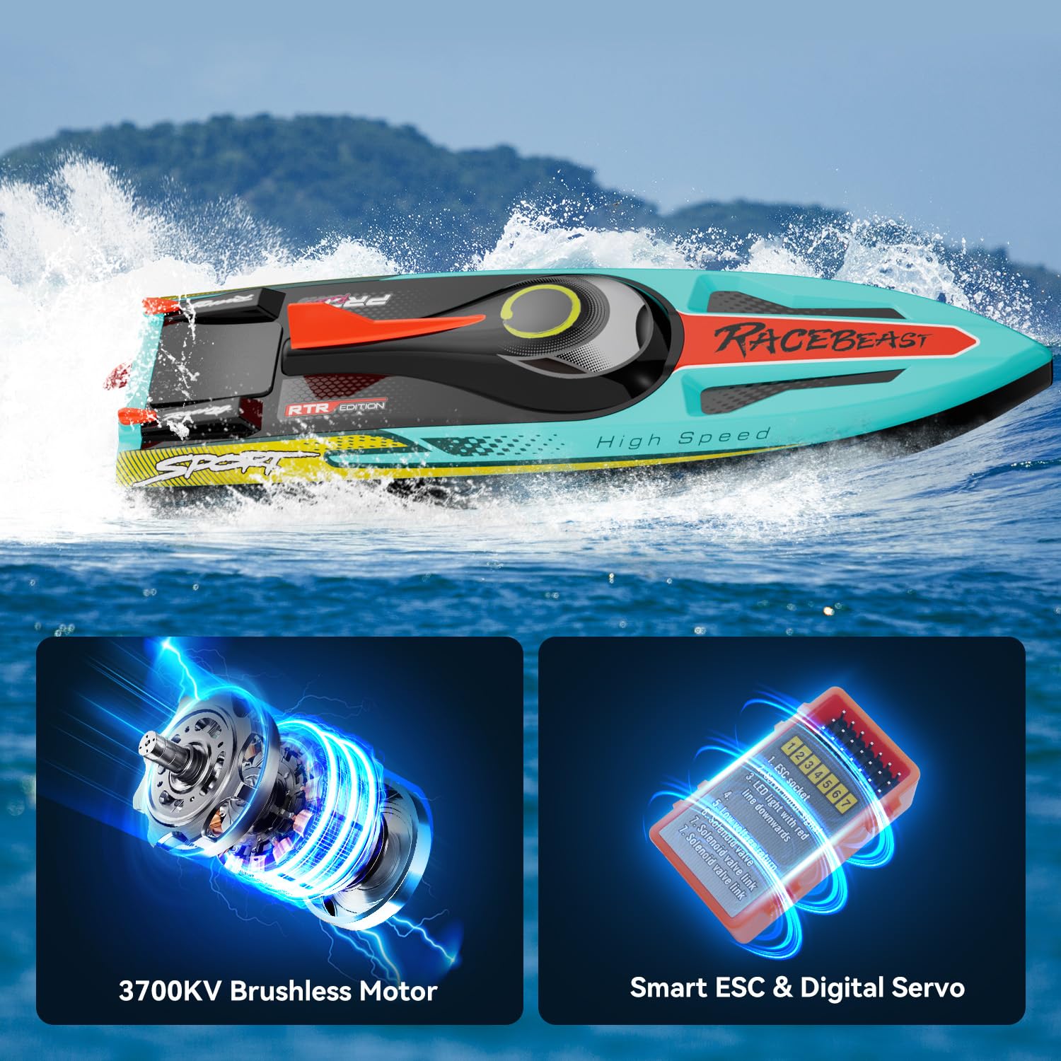 TOPCHOIC RC Boat self-righting design aids quick upright recovery after capsizing.