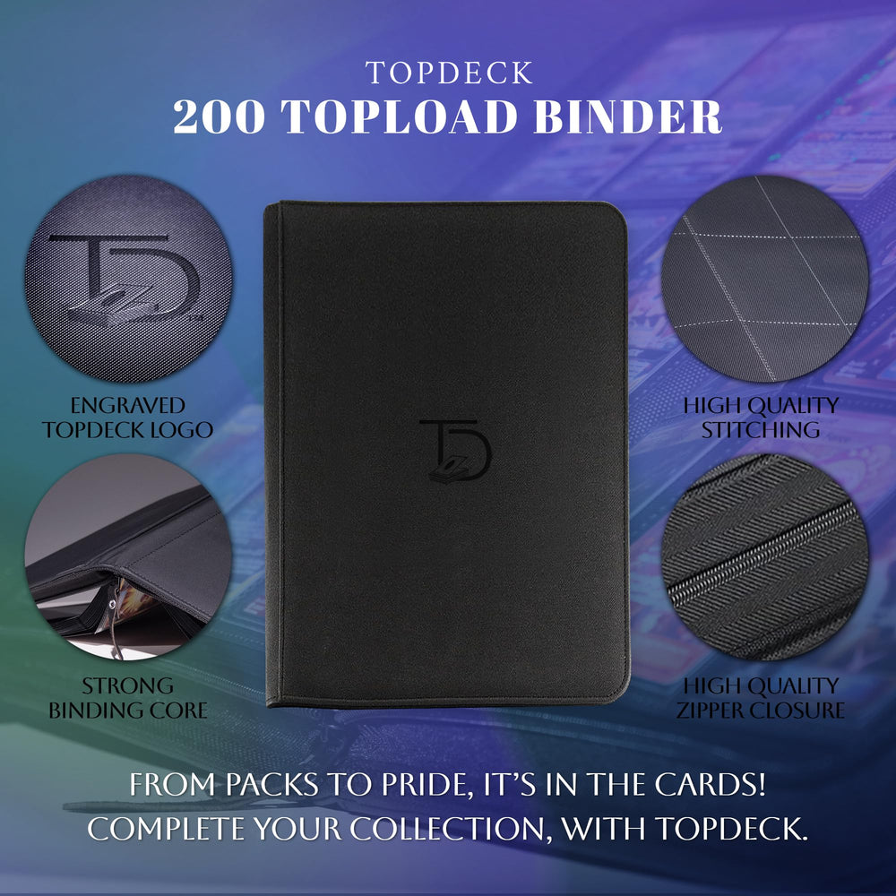 TopDeck 200 TopLoader Binder YKK zipper and PU leather tassel for style and security.