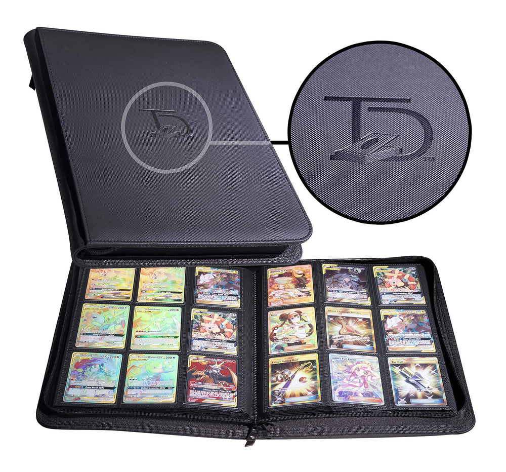 TopDeck 500 Card Ringless Zip Binder Pro front view with durable leather protection.