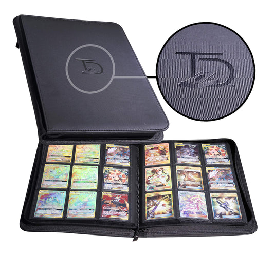 TopDeck 500 Card Ringless Zip Binder Pro front view with durable leather protection.