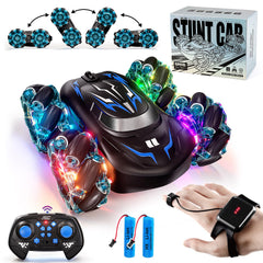 TOPMVP 2.4GHz RC Stunt Car blue front view ideal for indoor and outdoor play