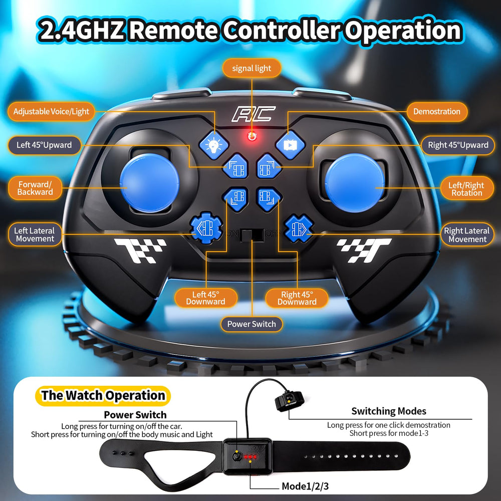 TOPMVP 2.4GHz RC Stunt Car blue remote control option for precise steering