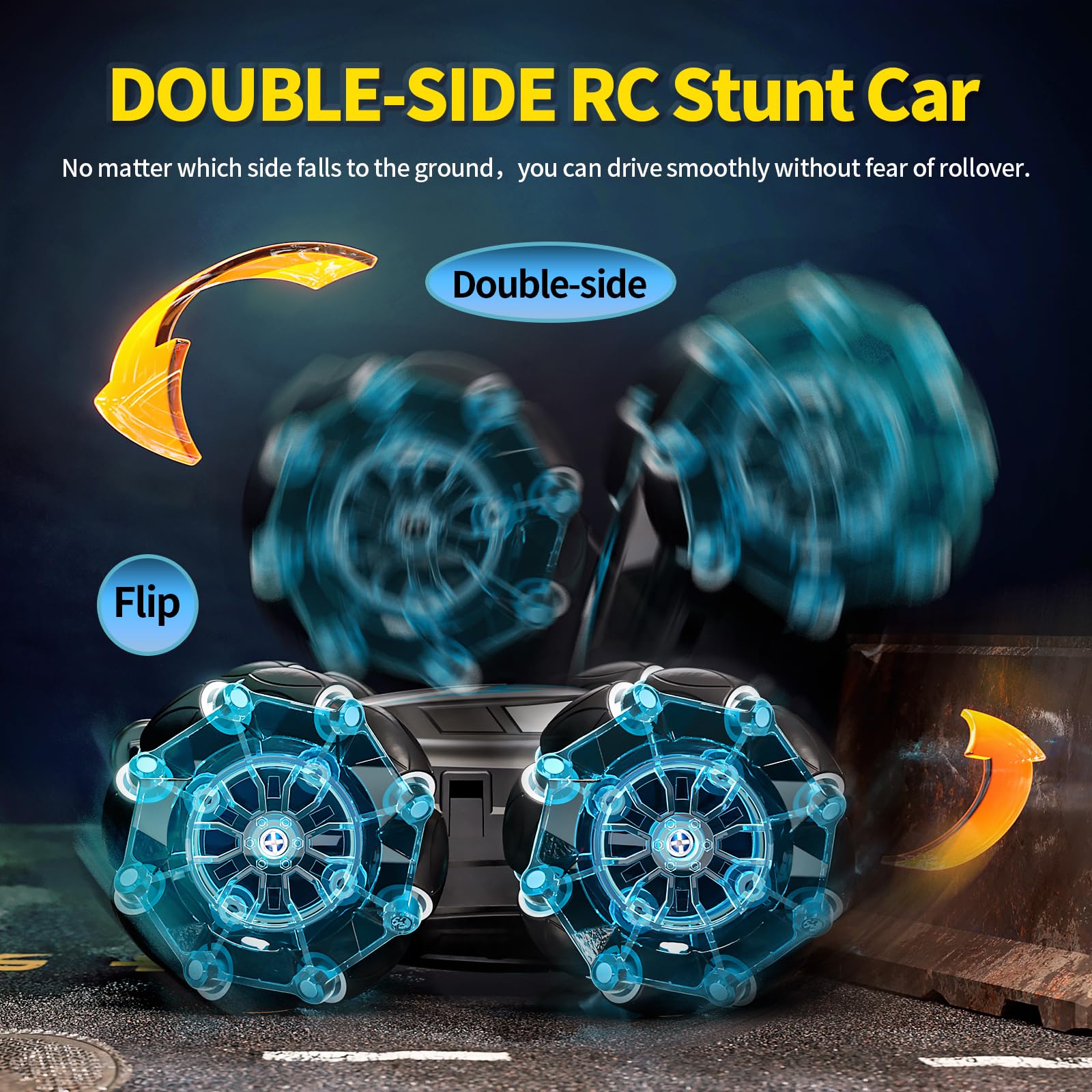 TOPMVP 2.4GHz RC Stunt Car blue side view for dynamic drifting