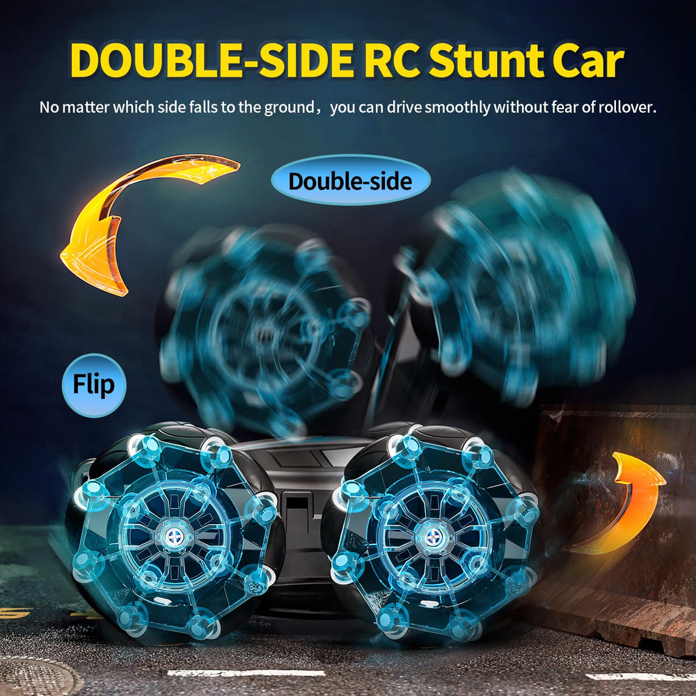TOPMVP 2.4GHz RC Stunt Car blue side view for dynamic drifting