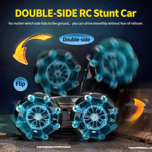 TOPMVP 2.4GHz RC Stunt Car blue side view for dynamic drifting