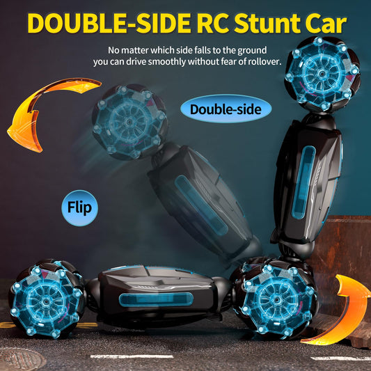 TopMVP RC stunt car performing 360 flips with lights and music