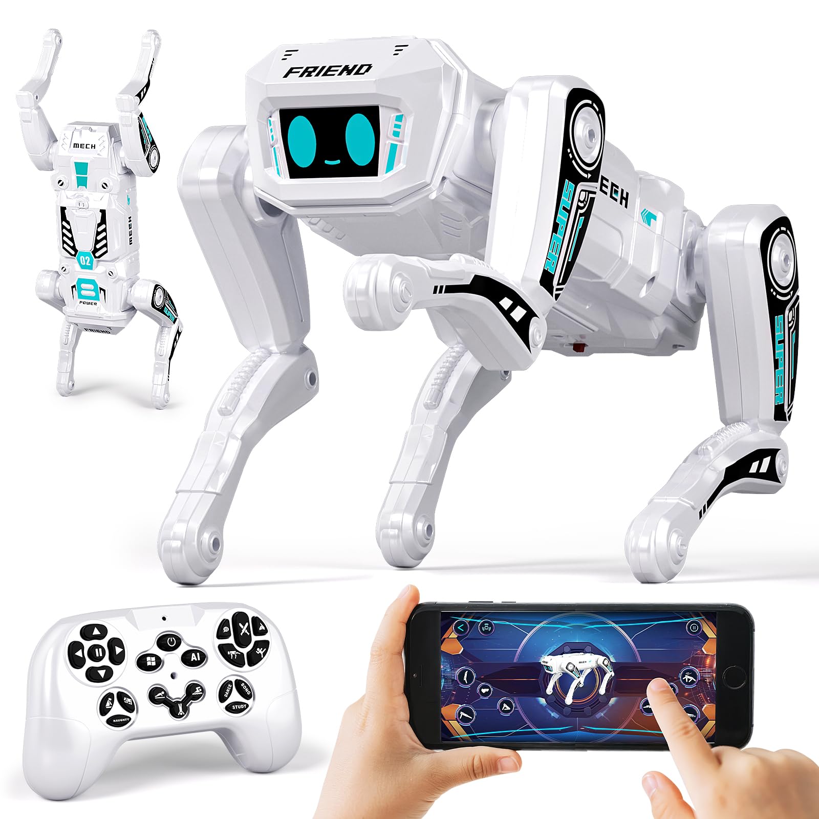 TOPMVP Smart Robot Dog performing tricks to inspire creativity.
