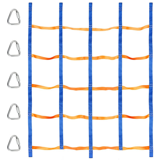Topnew climbing net outdoors in blue and orange for active, engaging play.