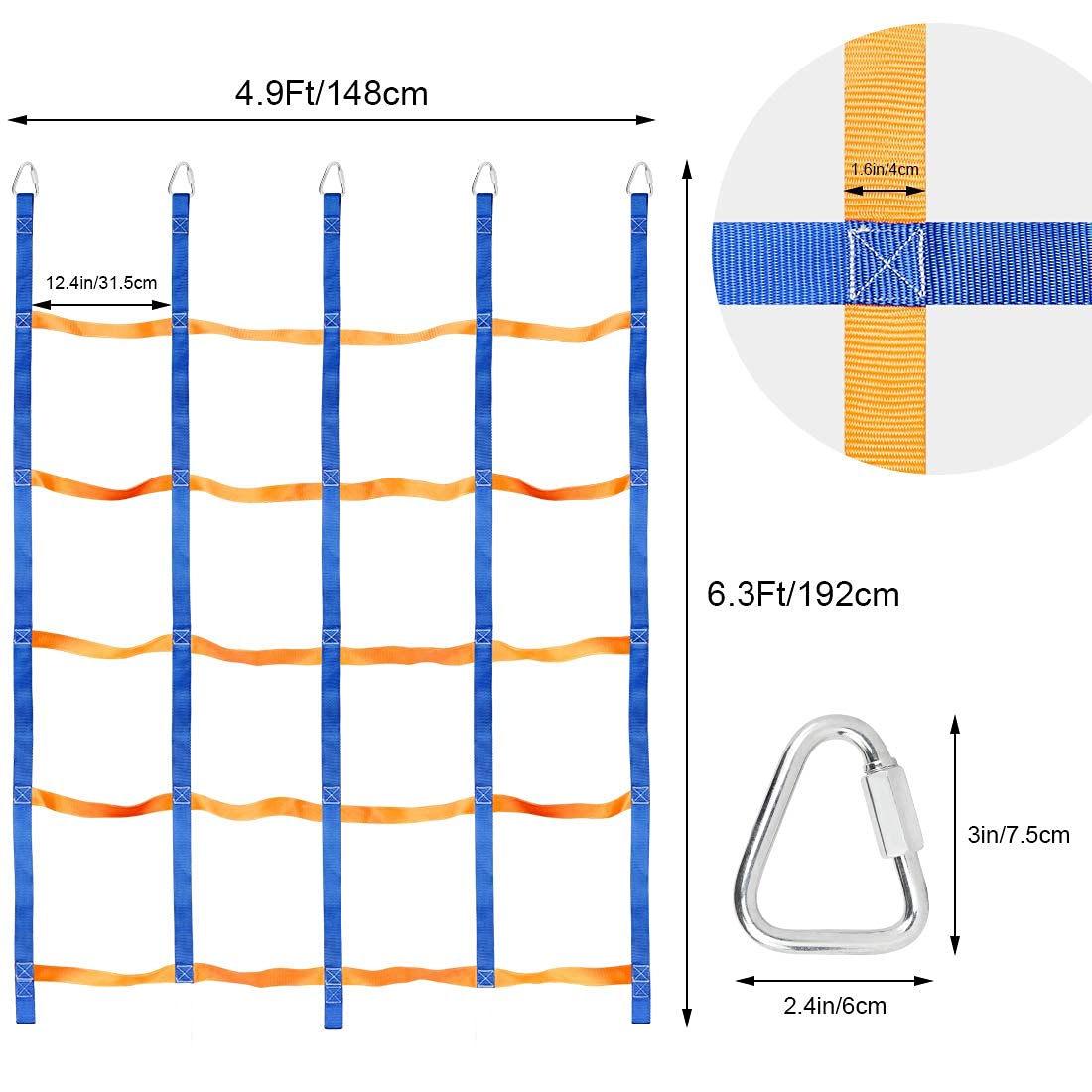 Topnew climbing net offers a large play area measuring 6.3 by 4.9 feet.