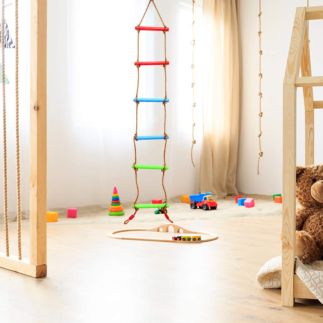TOPNEW colorful 6-rung ladder adds vibrant fun to play spaces.