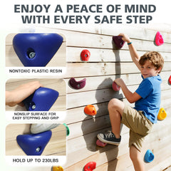 Colorful TOPNEW holds arranged for a vibrant indoor climbing wall.