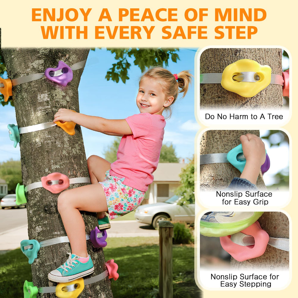TOPNEW pastel color tree holds mounted on a tree for climbing