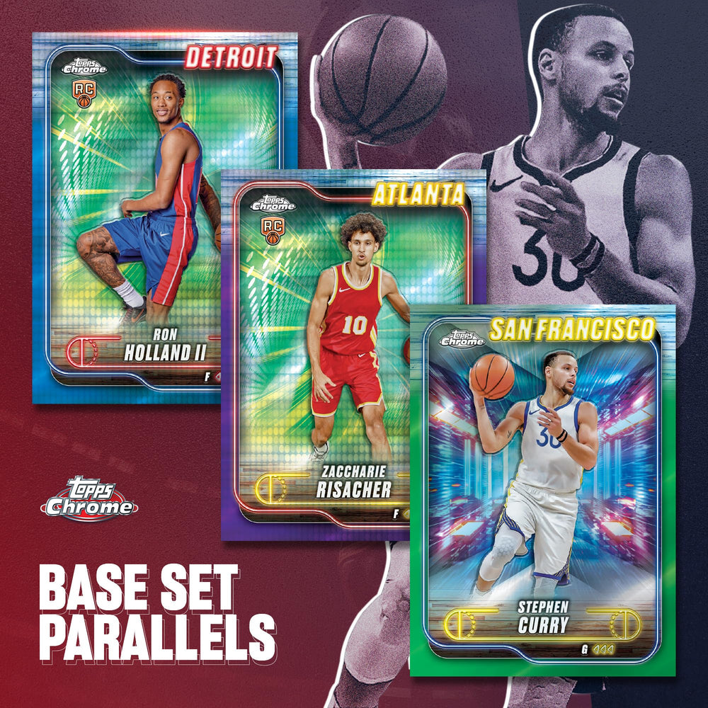 Topps Chrome Basketball exclusive inserts Countdown Complete closeup for unique cards.