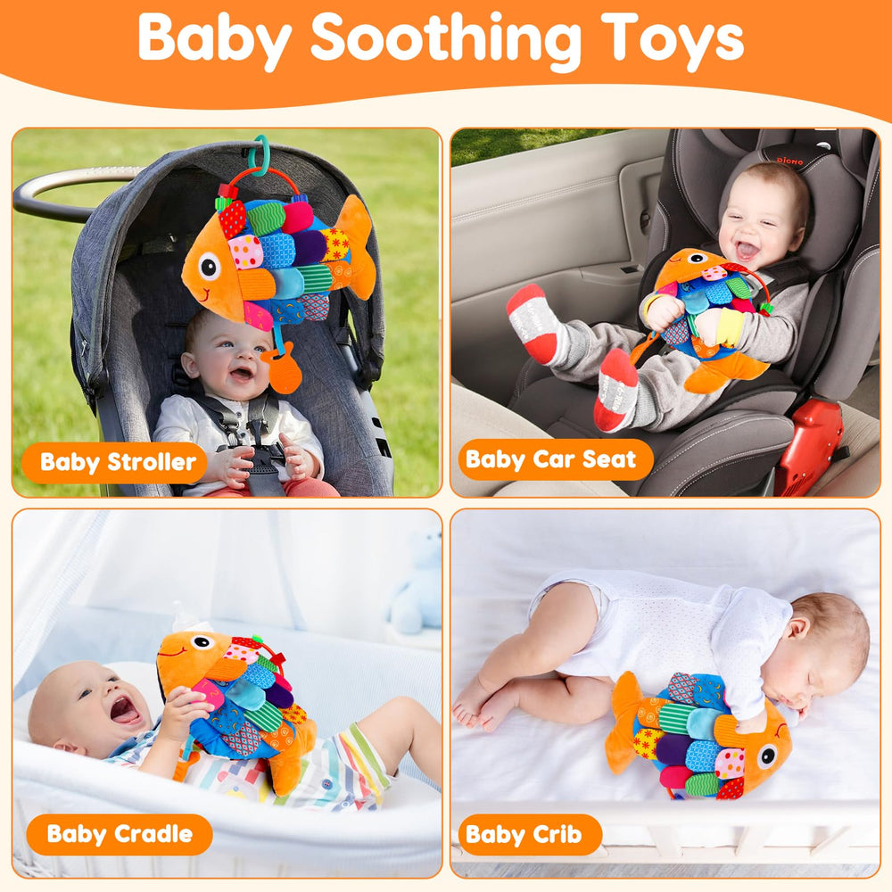 Topsochir fish toy squeaker and rattle add gentle sounds for baby delight.
