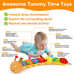 Topsochir caterpillar crinkle toy supports tummy time and neck strength