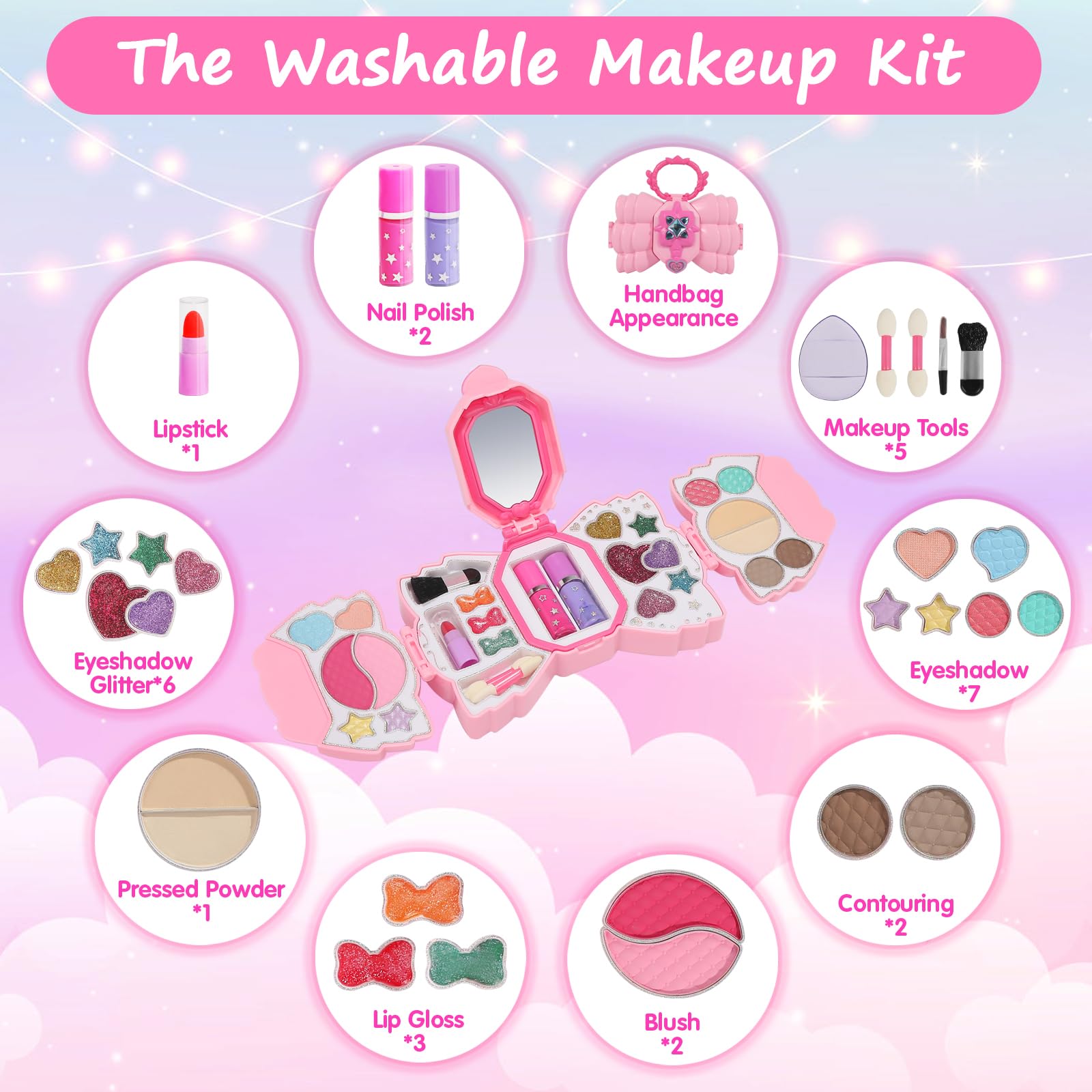 Topsolid Bow Bag keeps the makeup set organized for on-the-go dress-up.