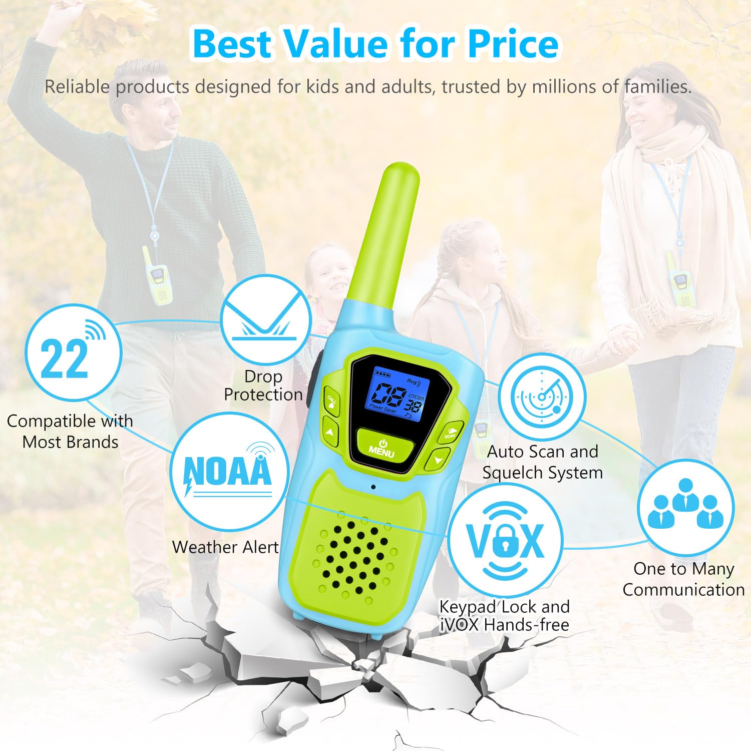 Topsung walkie talkies ivox hands-free mode, perfect for multitasking during activities.