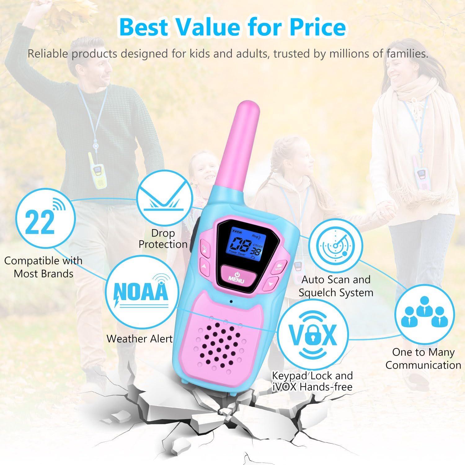 Close-up of keypad lock on Topsung walkie talkie, emphasizing simple security and easy control.