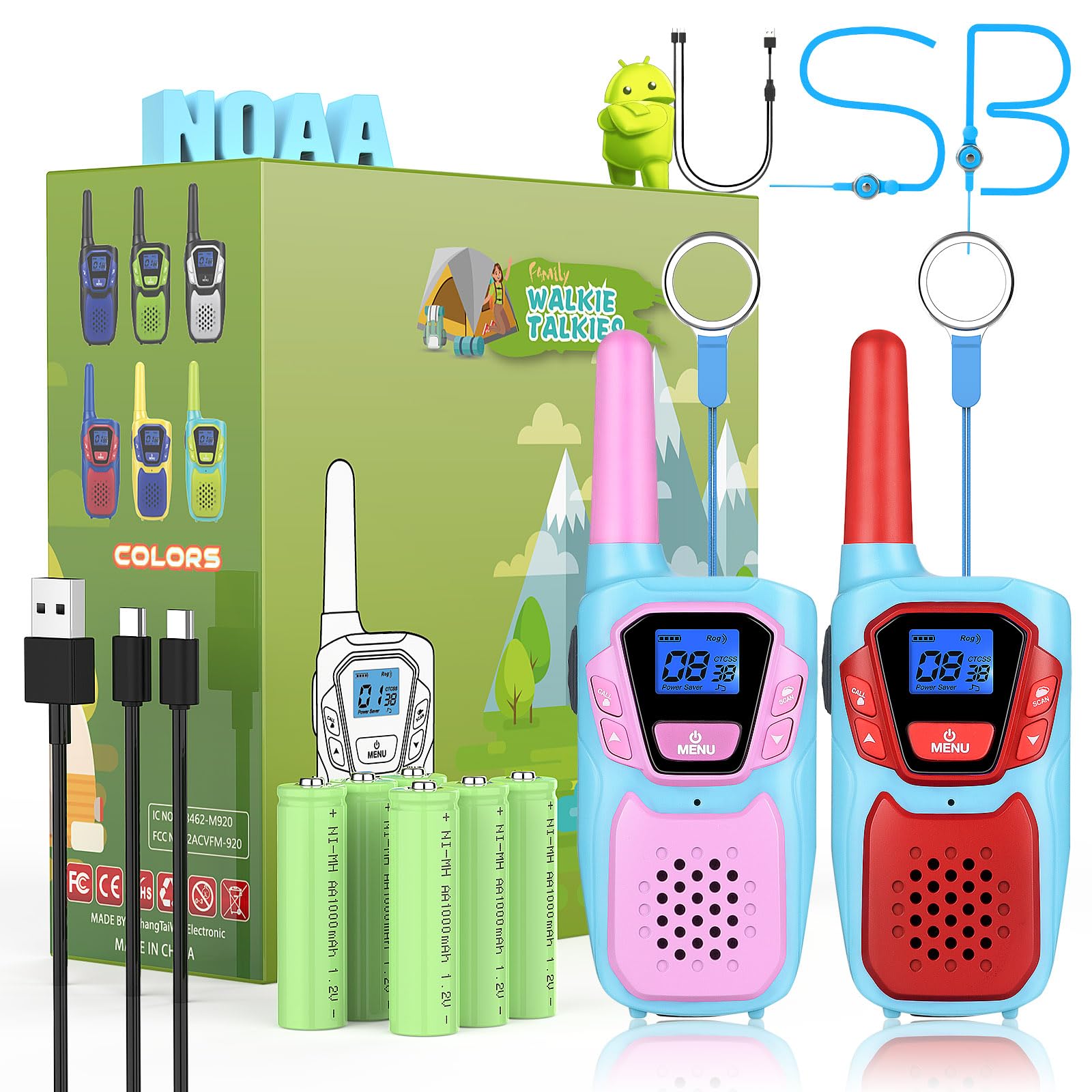 Topsung kids rechargeable pink walkie talkies 2-pack for family adventures