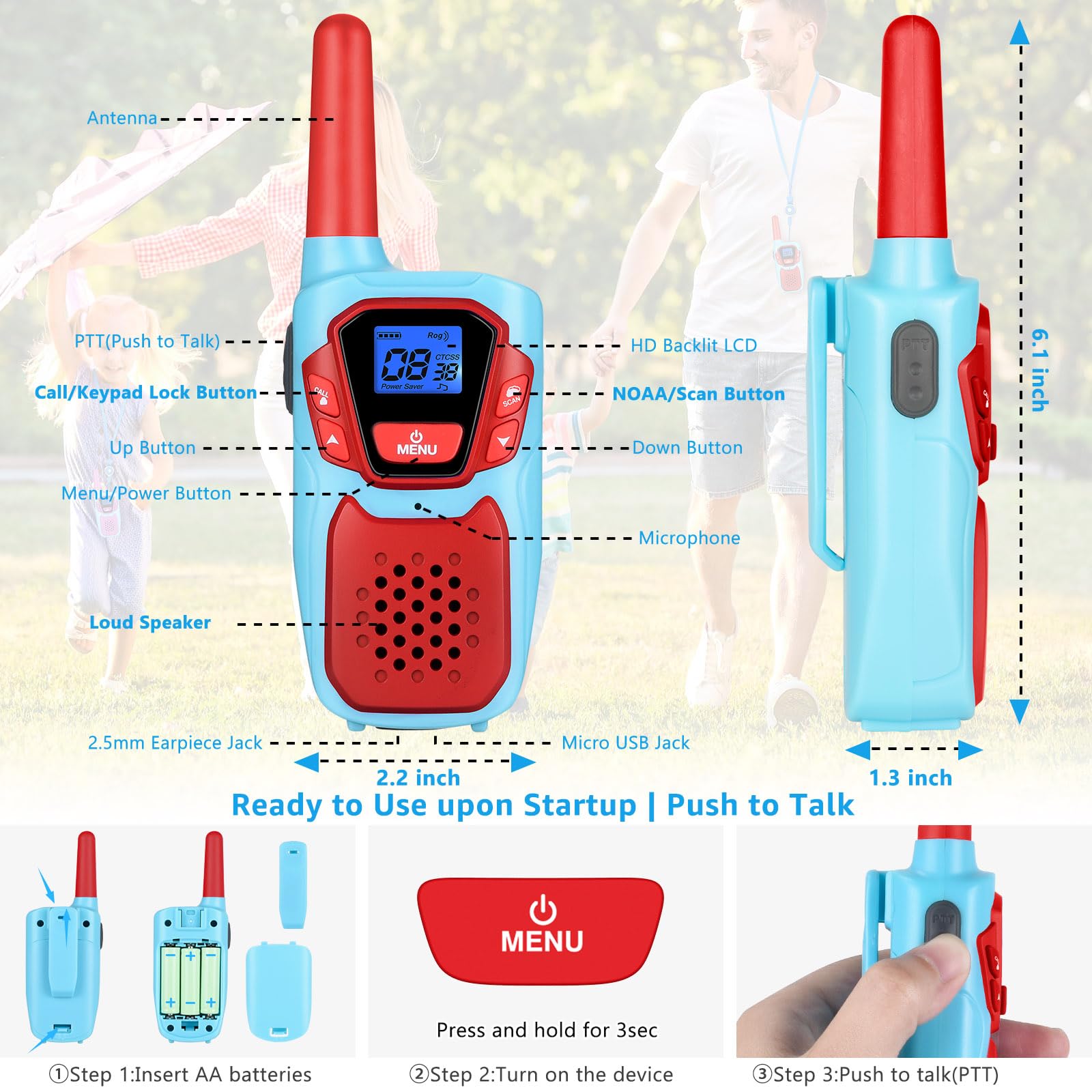 Topsung pink 2-pack walkie talkies for outdoor play and learning