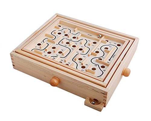 Topwon Wood Labyrinth Table Maze board top view showing engaging family puzzle.