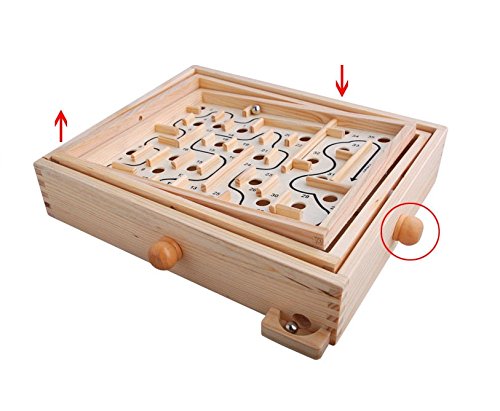 Topwon Wood Labyrinth Table Maze kid playing demonstrates family-friendly entertainment.