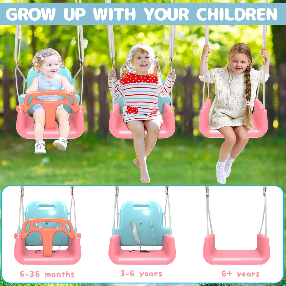 TOREVSIOR TALECO Gear toddler swing folds neatly against the wall for storage.