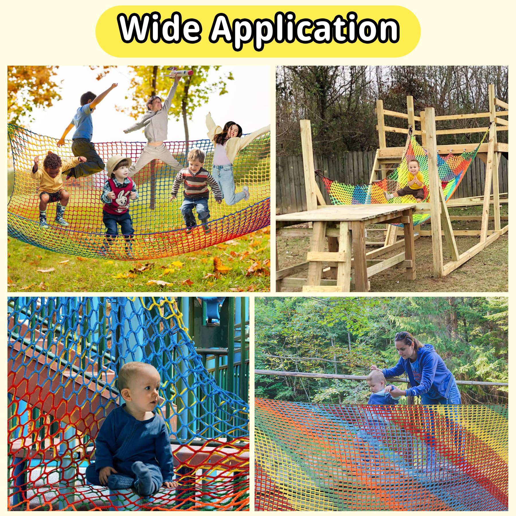 Toriexon colorful backyard net adds playful ambiance to playtime.