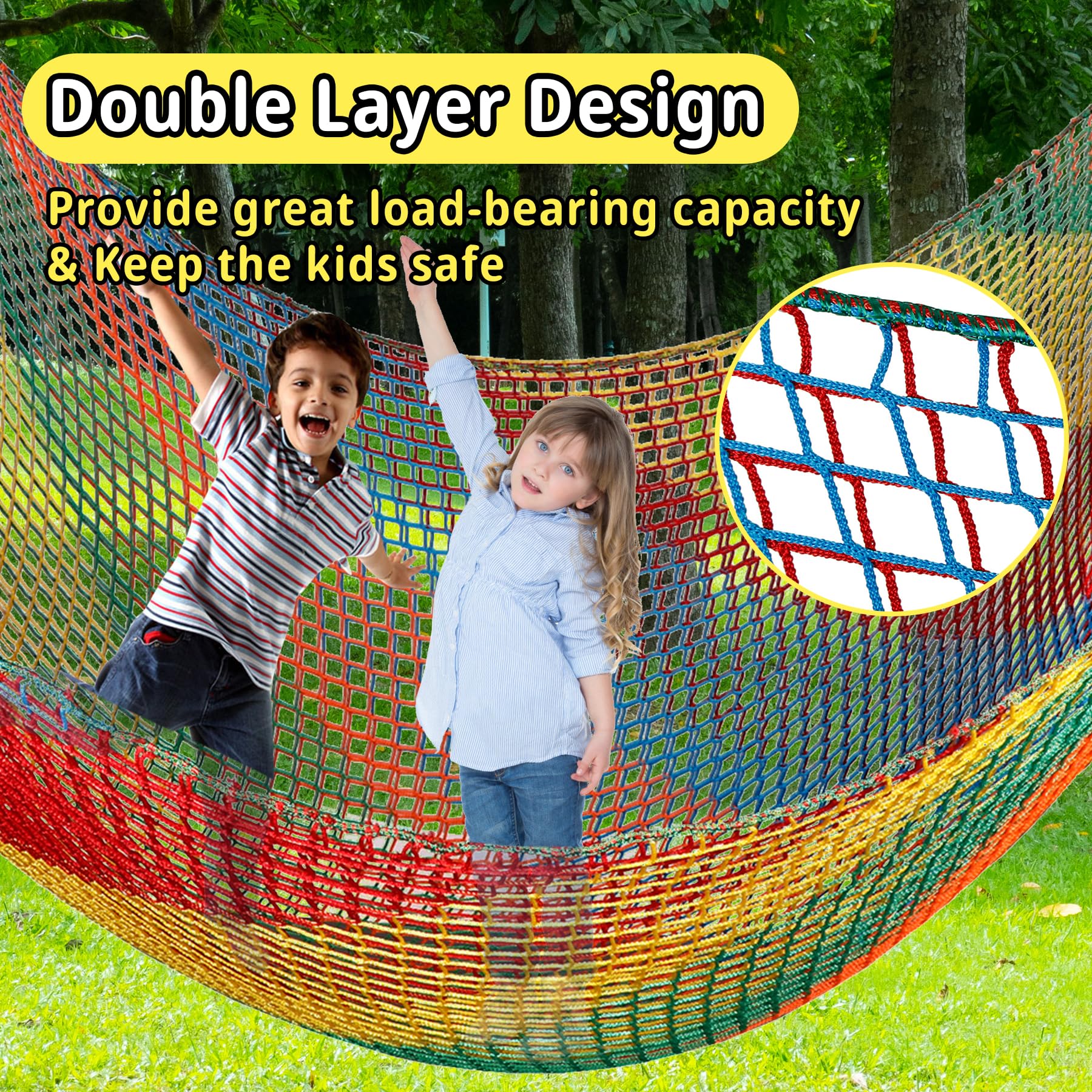 Toriexon edge reinforced net demonstrates quick, secure hanging.