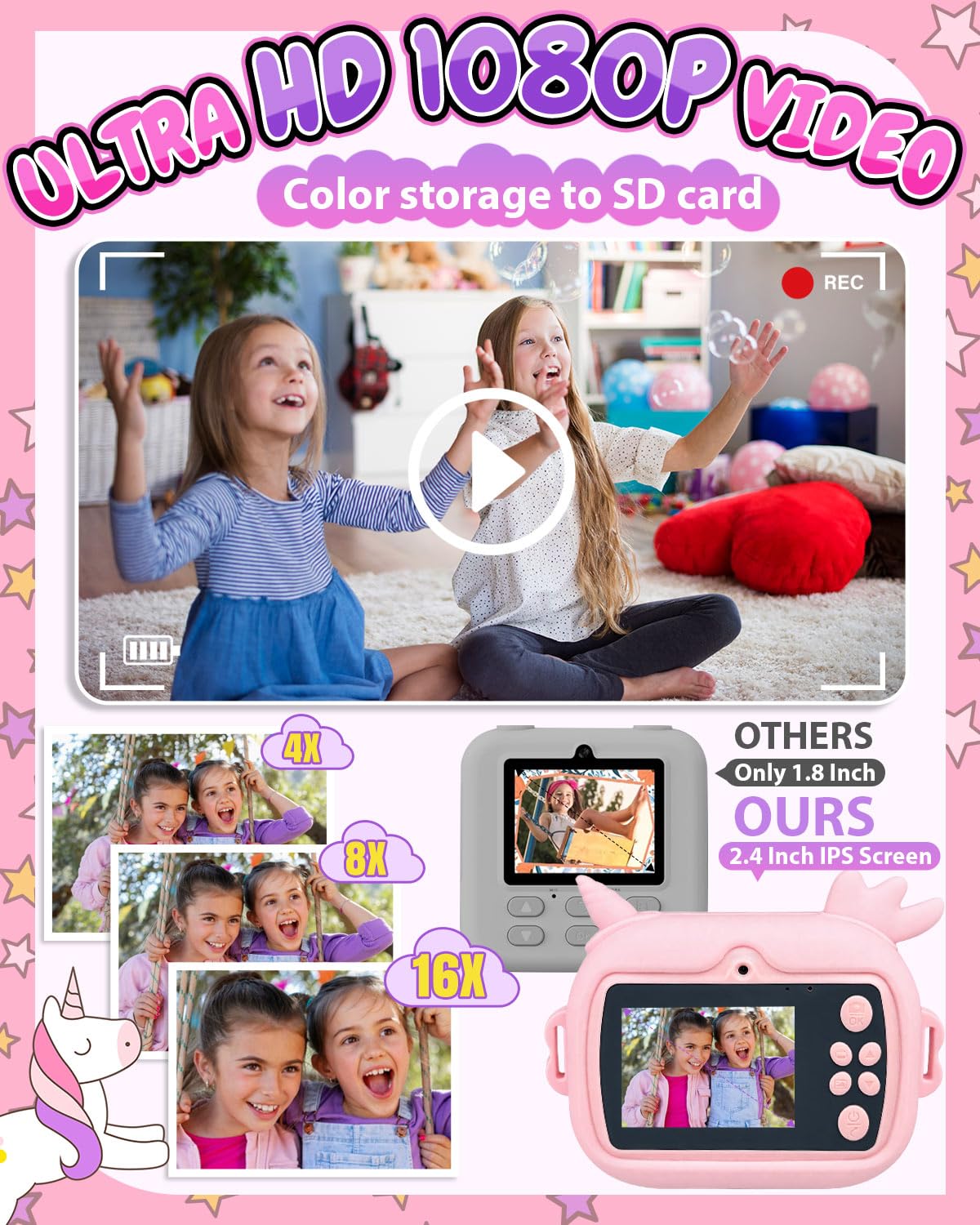 Torlaist Kids Camera Instant Print using inkless thermal printing for quick prints.