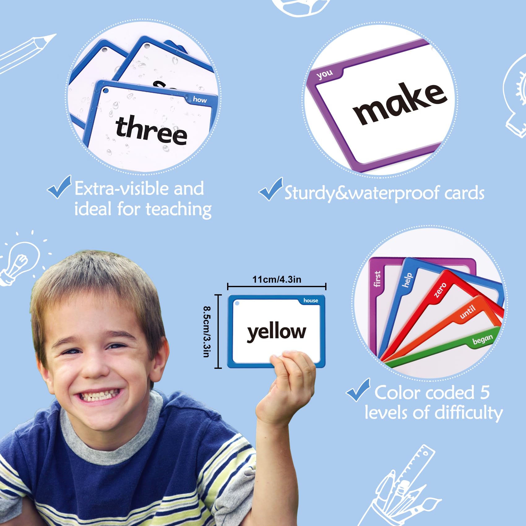 Torlam 520 rounded-edge cards prioritize safe handling for young learners.