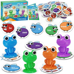 Torlam frog-sight-word cards with suction cups for interactive learning.
