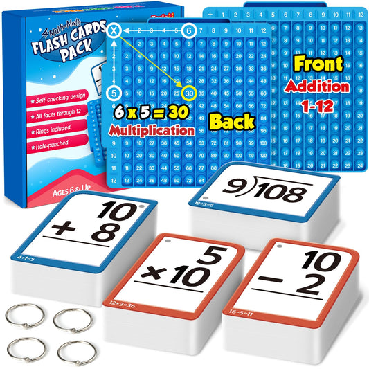 Torlam Math Flash Cards double-sided for quick multiplication and addition practice.