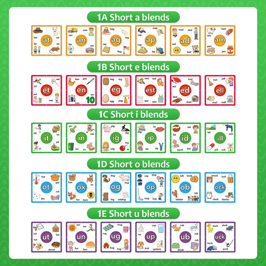 Torlam Phonics Puzzles laminated cards offer durable, reusable practice