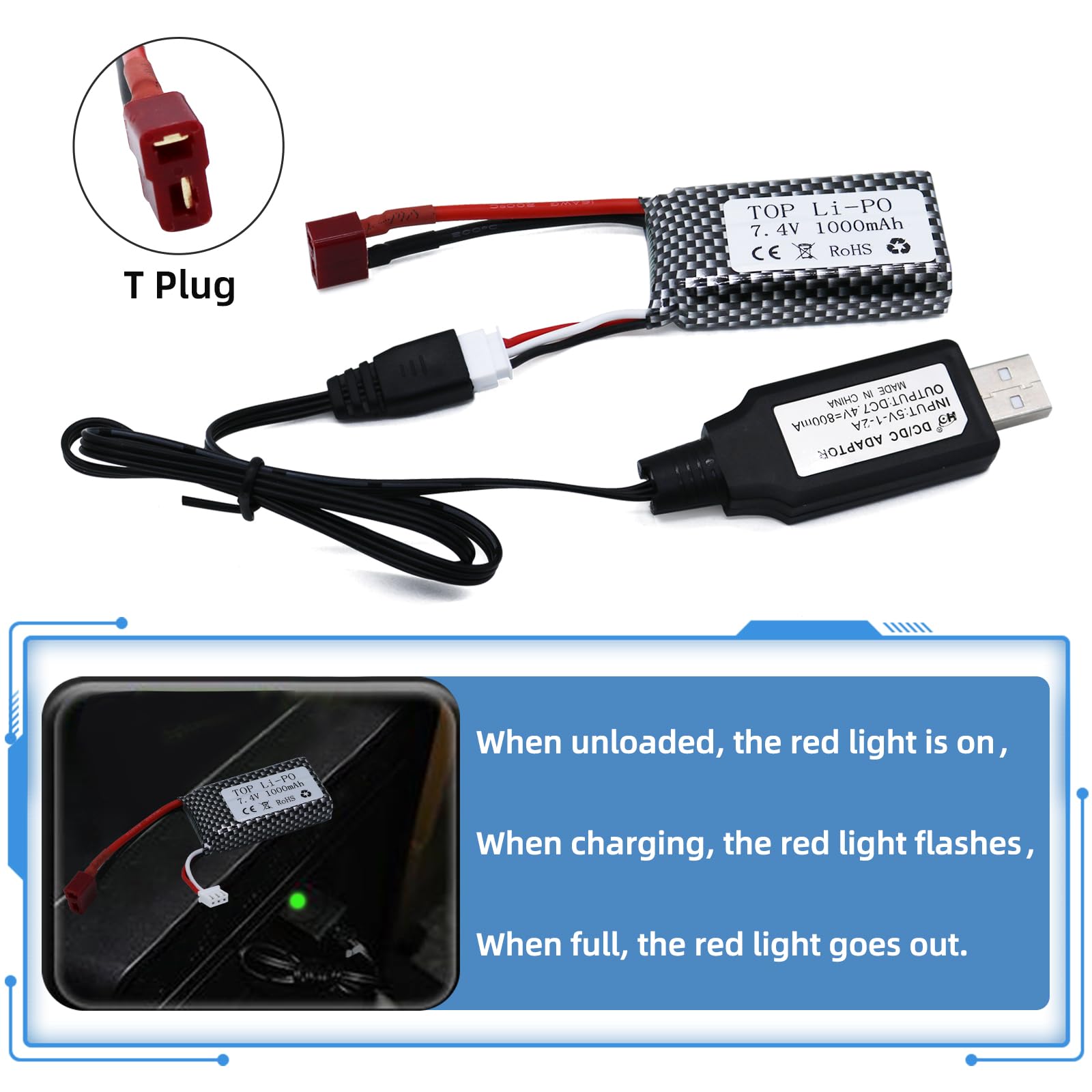 Tosiicop USB charger cables included for on-the-go recharge.