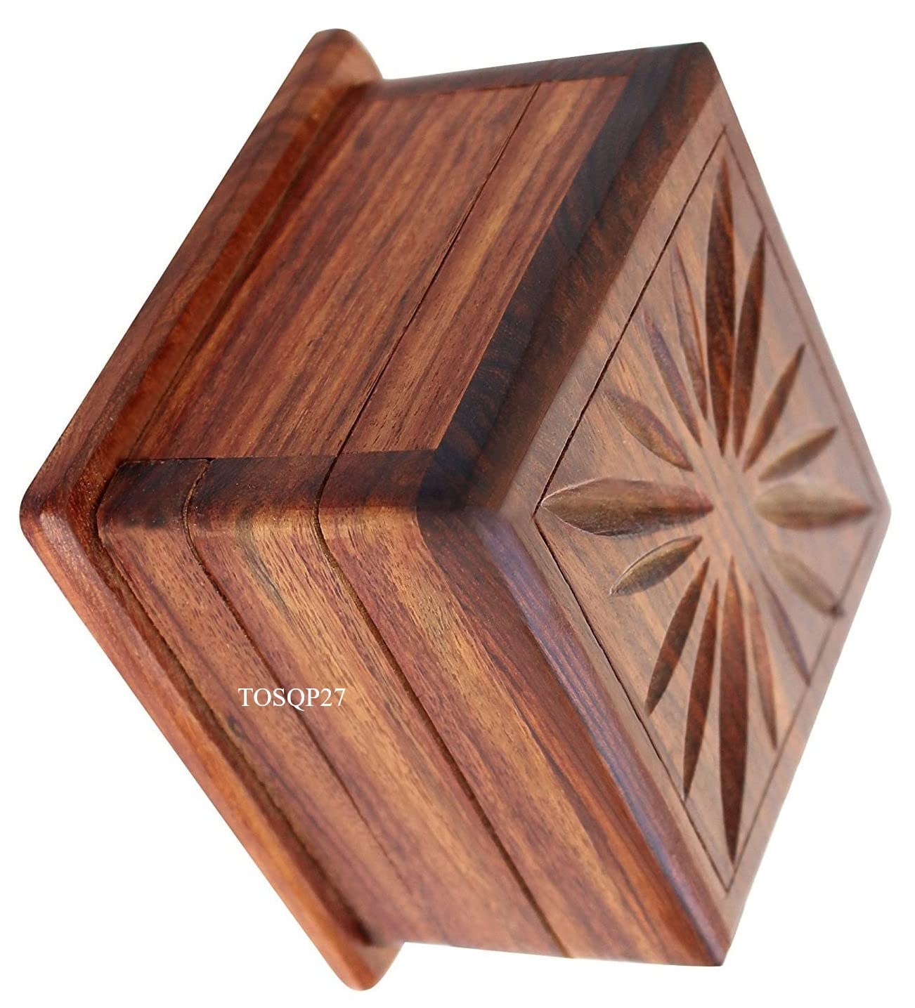 TOSQP27 rosewood grain detail highlights premium craftsmanship and natural texture for an elegant display.