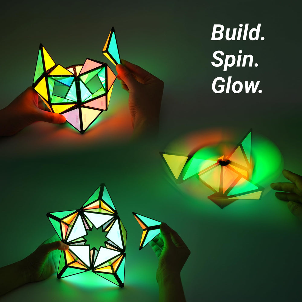 TOSY Magnet Pyramid Glow includes a spinner accessory for new shapes.