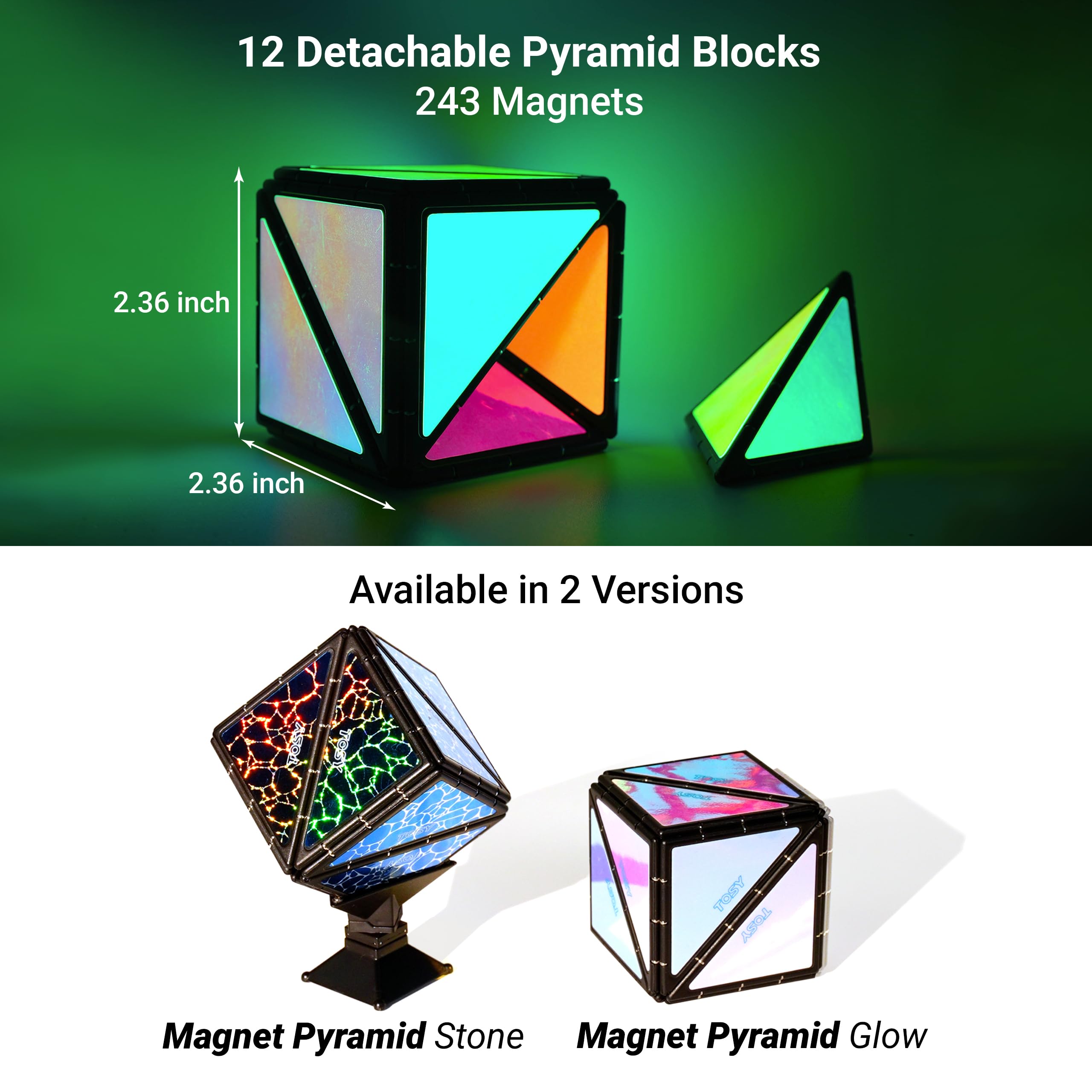 TOSY Magnet Pyramid Stone holographic stickers add visual appeal
