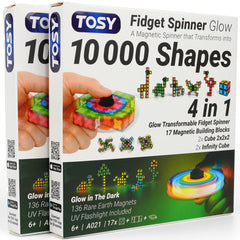 TOSY Magnet Spinner Glow with 16 blocks for endless shape creation and focus