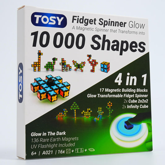TOSY Magnet Spinner Glow blocks glow for immersive sensory play and focus.