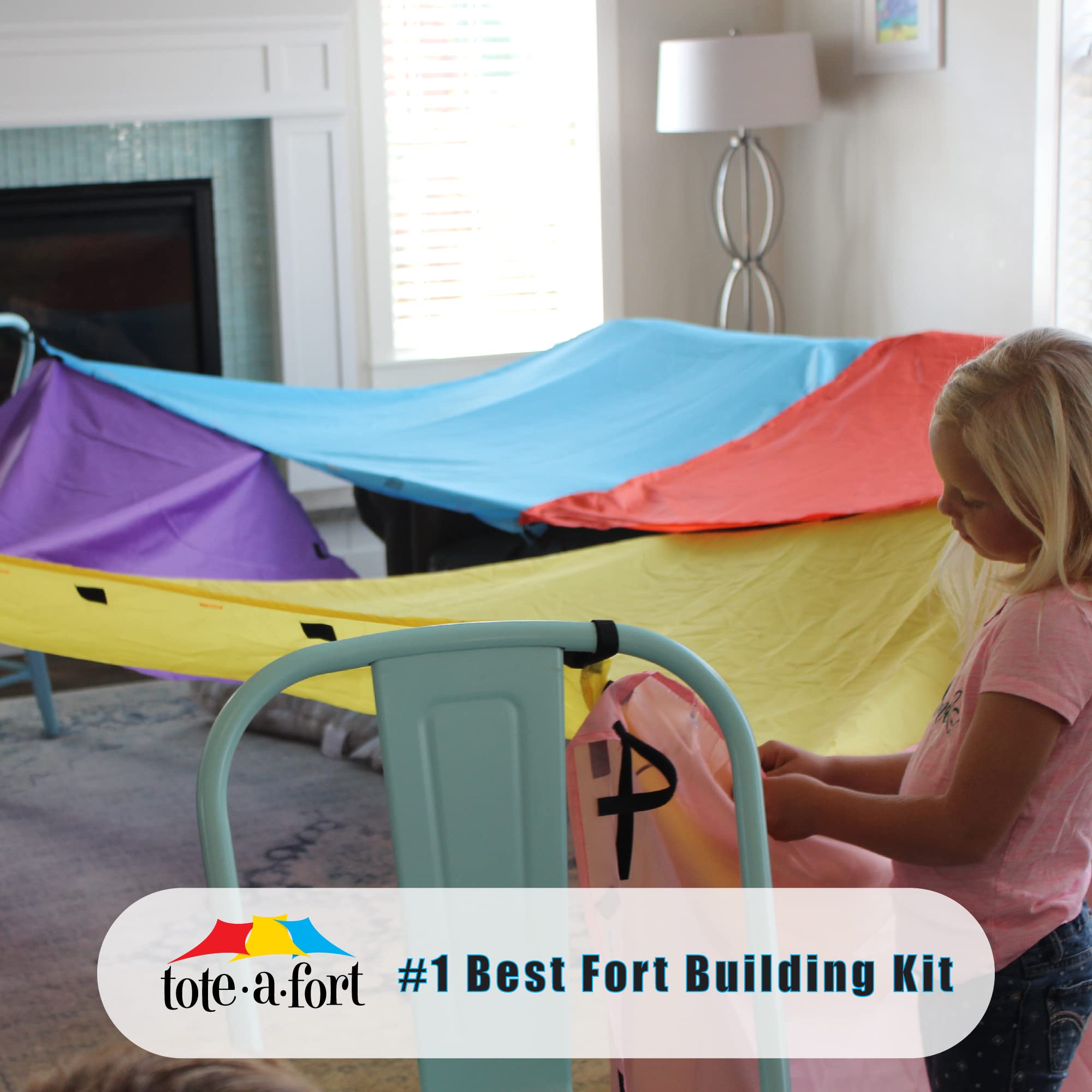 TOTE A FORT portable design supports indoor and outdoor fort adventures.