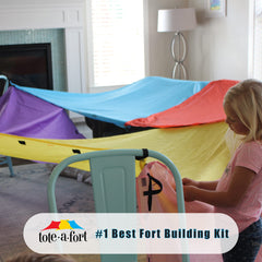 TOTE A FORT portable design supports indoor and outdoor fort adventures.