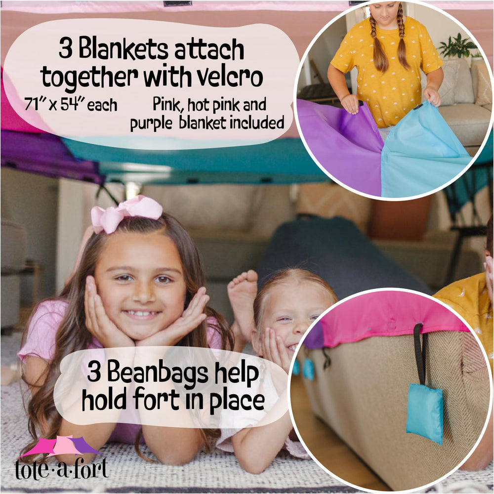 TOTE A FORT color options spark vibrant, kid-friendly fort setups.