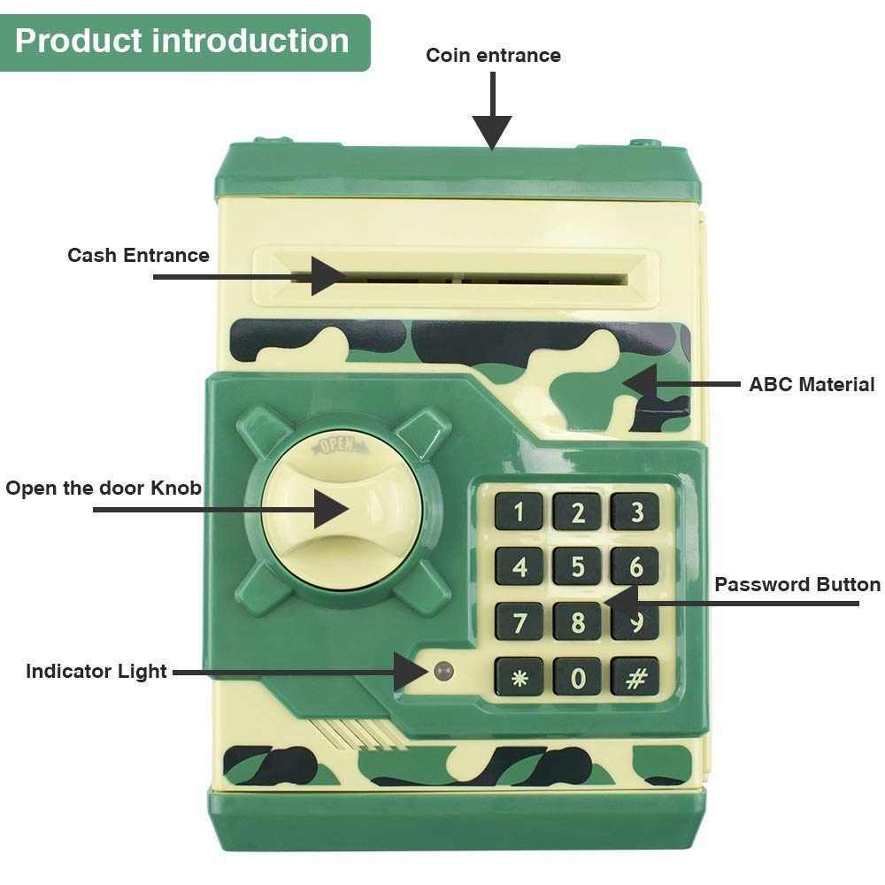 Totola Piggy Bank coin slot accepts cash and coins for easy saving.