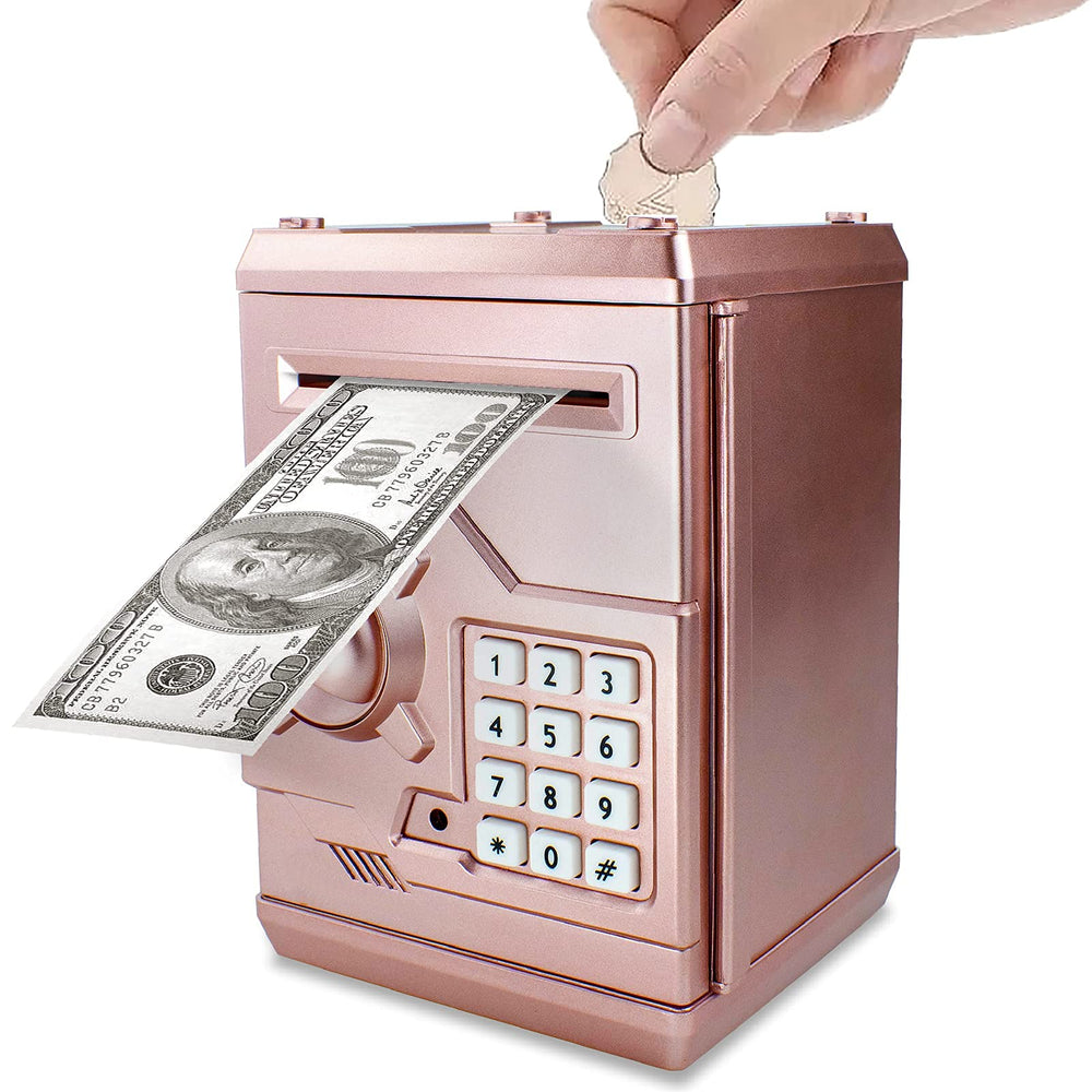 Totola Piggy Bank front view in rose gold, a playful way to start saving money