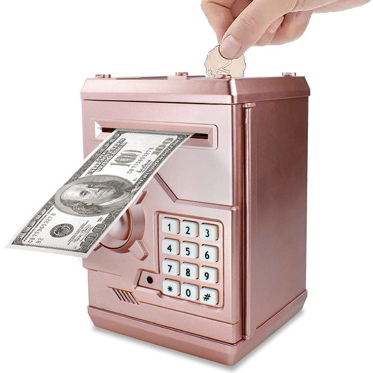 Totola Piggy Bank front view in rose gold, a playful way to start saving money